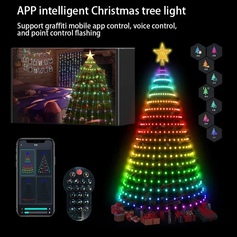 2.1M LED Christmas Tree Decorative Light Lntelligent IDeal LED APP Application Control DIY Lmage Light String for Quick Shipping - YourGiftIdeasUK