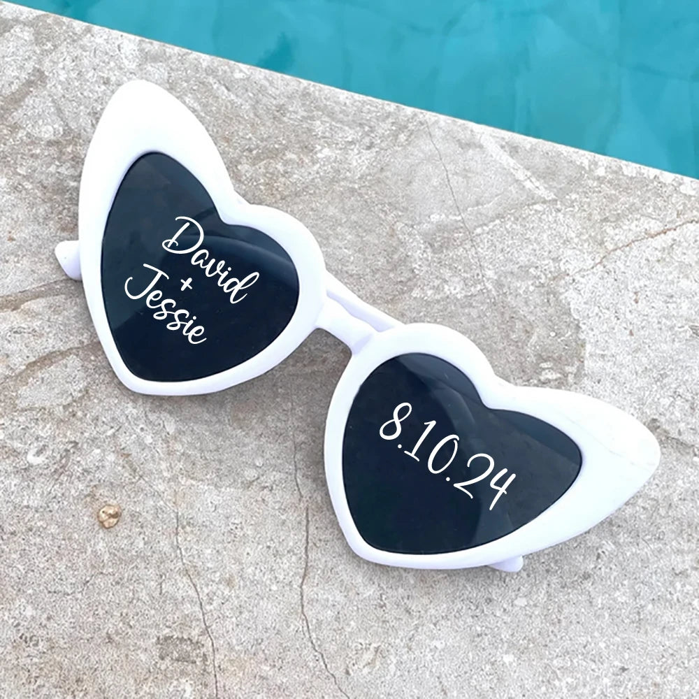 10Pcs Personalized Heart Shape Sunglasses Bridesmaid Gift Custom Bride To Be Sunglasses for Wedding Bachelorette Party Favors