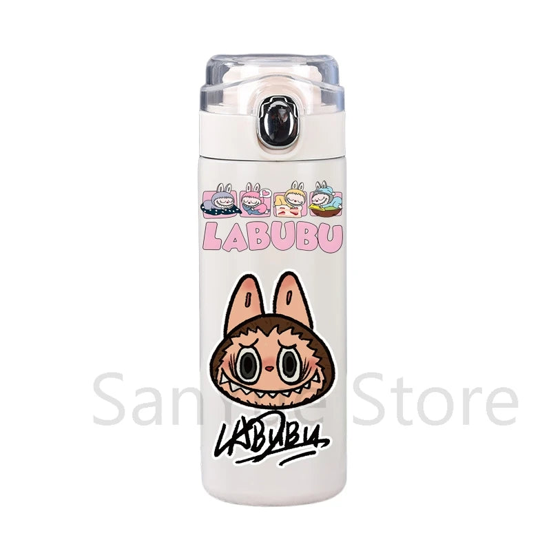 400Ml Water Bottle Cartoon Printed Thermos Cup Pocket Stainless Steel Thermal Coffee Mug Vacuum Insulated Flask Cup Kid Gift