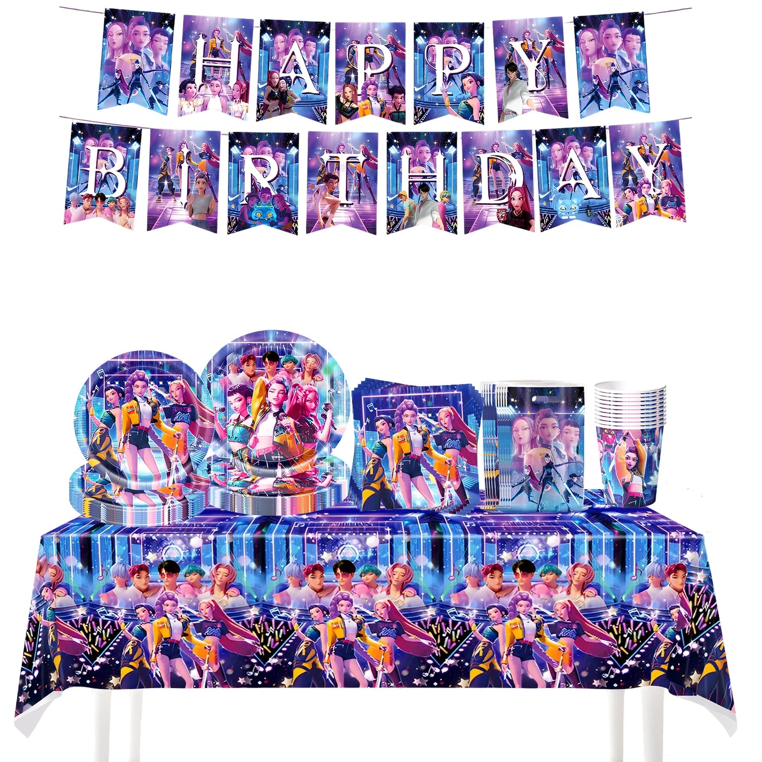 k pop demon hunters Theme Birthday Party Decorations Tableware Cup Plate  Gift bag paper Straw for Girls Baby Shower Supplies - YourGiftIdeasUK