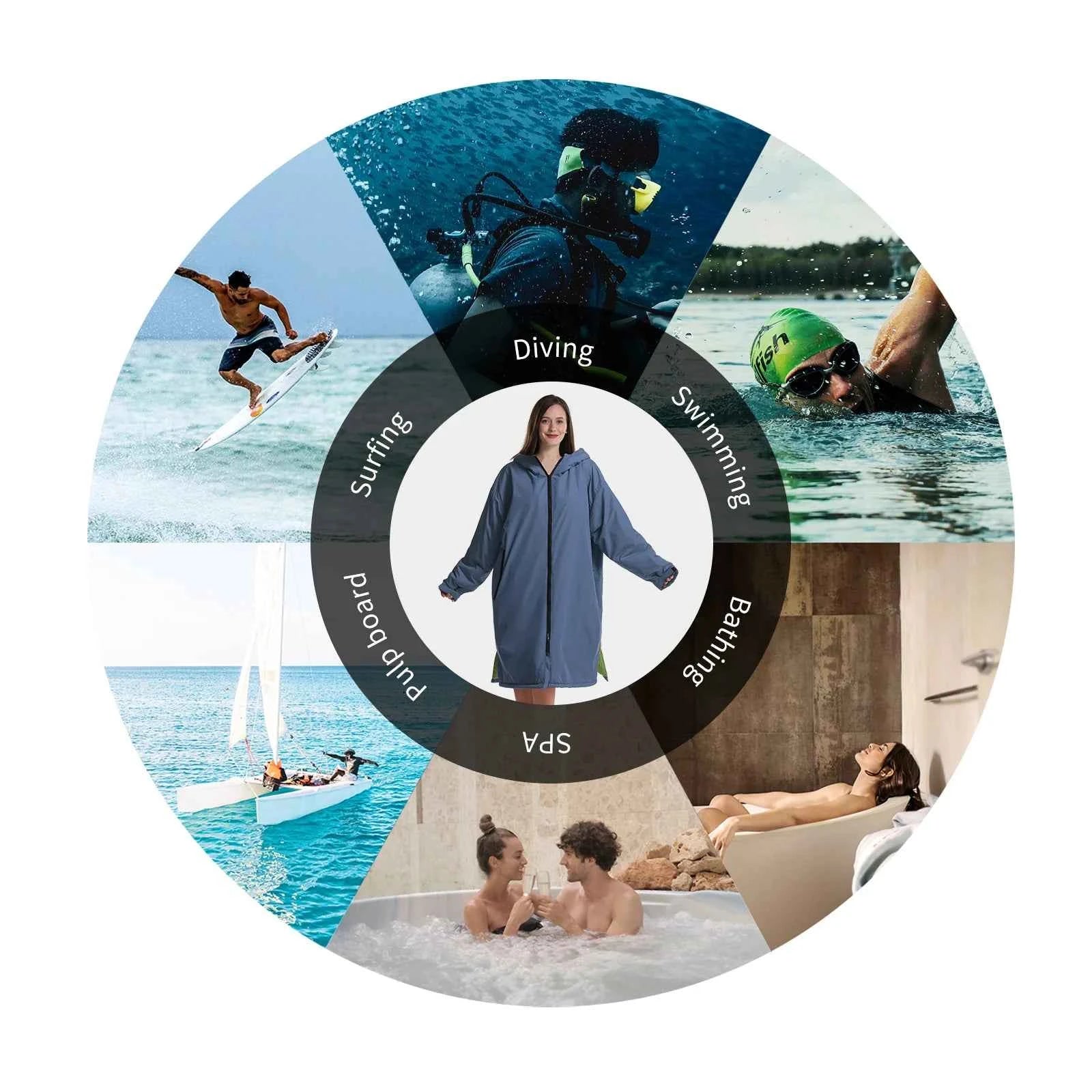 Mutao Ultra-Soft Waterproof Quick-Dry Changing Robe - Rapid Drying, Soft and Cozy - Perfect for Swimming, Surfing, Diving