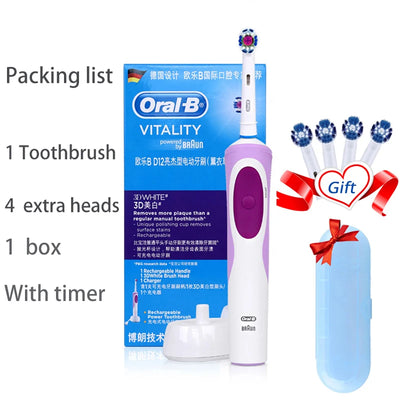 Oral B Electric Toothbrush Adult Rotation Clean Teeth Charging Tooth Brush 3D Whiten Teeth Oral Care Brush With Gift Brush Heads - Your Gift Ideas