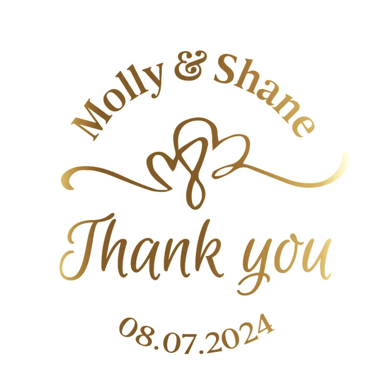 Custom 50pcs Round Gold Foil Clear Label Stickers Wedding Party Envelope Gift Bag Candles Box Pack Cookie Thank You Stickers