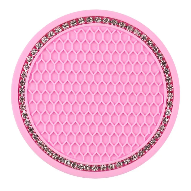 Car Cup Coasters for Cup Holder Universal Bling Diamond Water Bottle Holder Mat Anti Slip Insert Pad Auto Interior Accessories