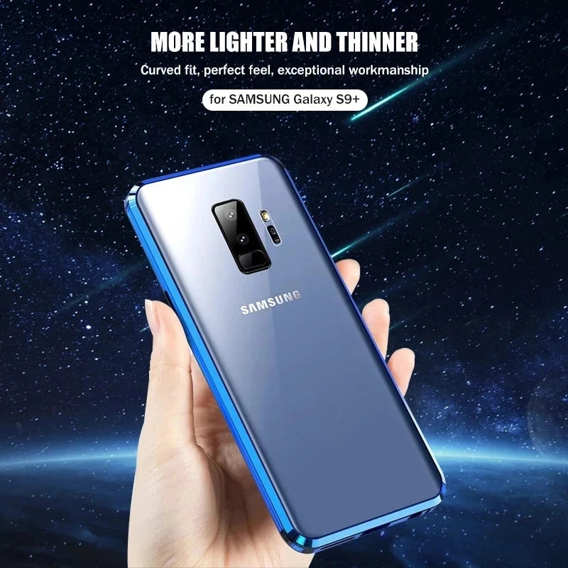 For Samsung Galaxy S23 FE S24 S25 Ultra S22 Plus Case 360° Double Sided Glass Anti Peeping Privacy Metal Magnetic Phone Cover