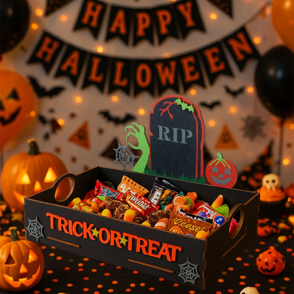 Halloween Wooden Candy Tray - YourGiftIdeasUK