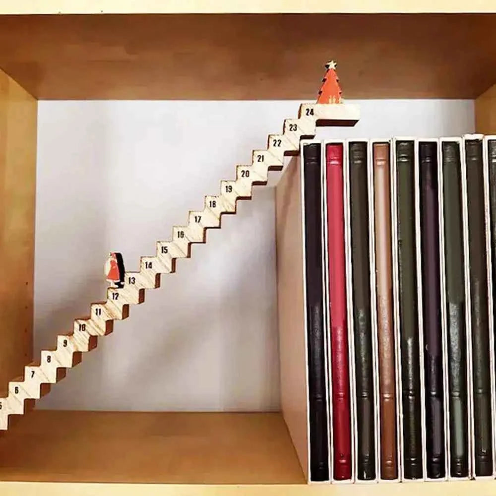 Santa Claus Countdown Calendar Wood Stairs Climbing Santa Christmas Advent Calendar Creative Wooden Xmas Countdown Decorations