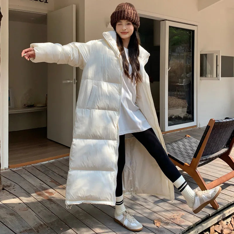 CHIC VEN Women Down Coats New Long Thick Warm Down Jackets Overcoat White Duck Down Loose Casual Jacket Autumn Winter 2023