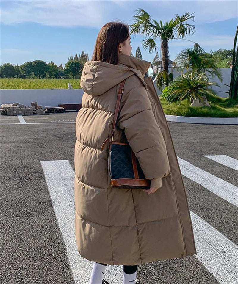 2024 New Winter Women Jacket Warm Parkas Female Thicken Puffer Coat Cotton Padded Parka Long Hooded Outwear Loose Women Snow Jac