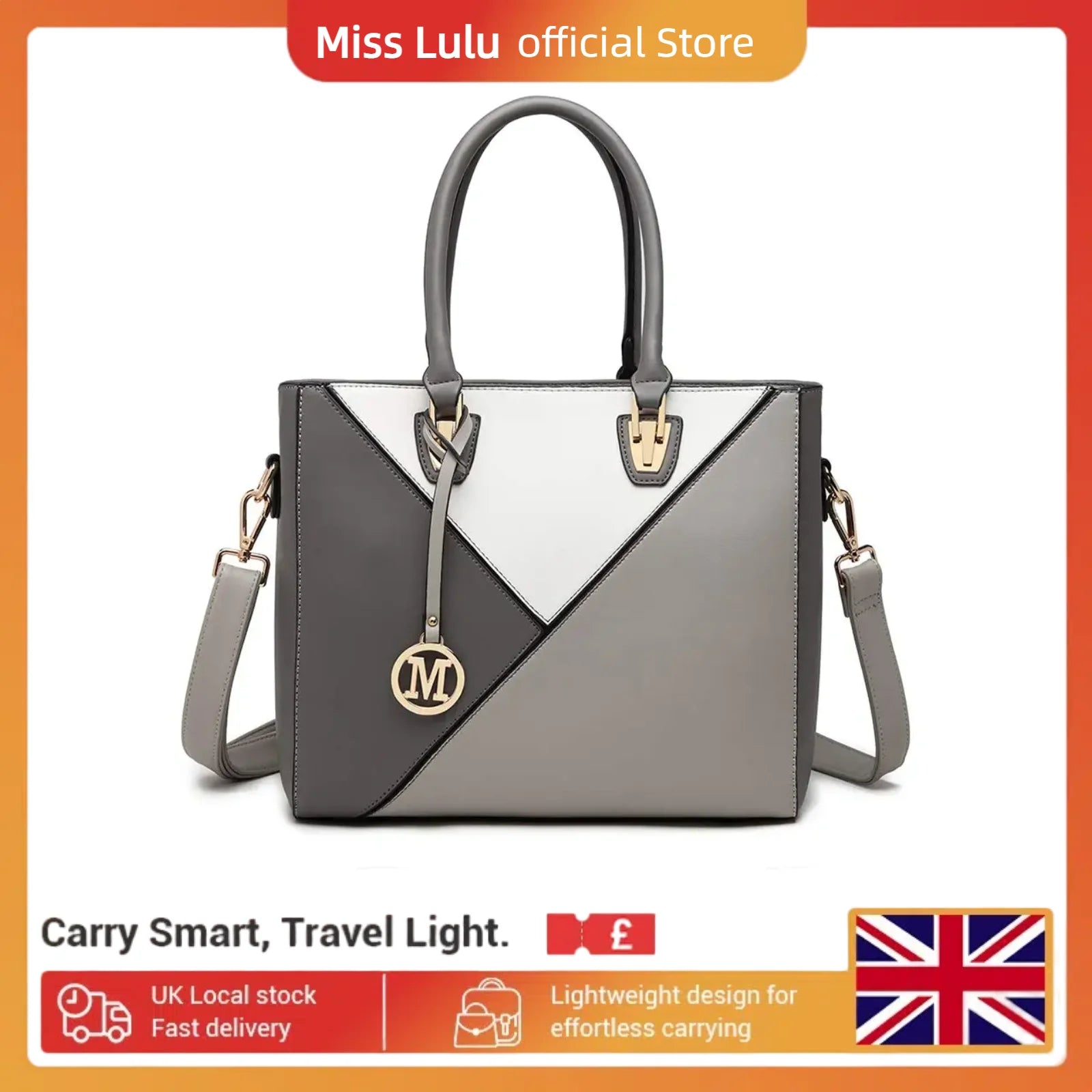 Miss Lulu Women's Elegant Modern Top Handle Shoulder Bag - Versatile Handbag for Work, Shopping, and Travel