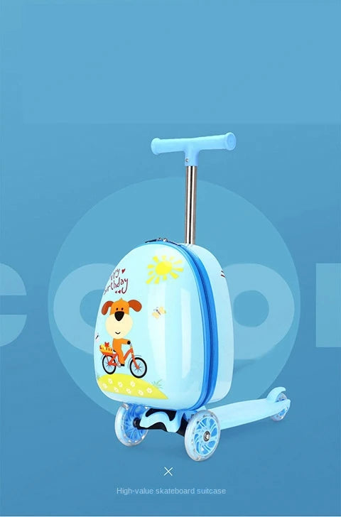Children Travel Suitcase Cute Cartoon Skateboard Rolling - YourGiftIdeasUK