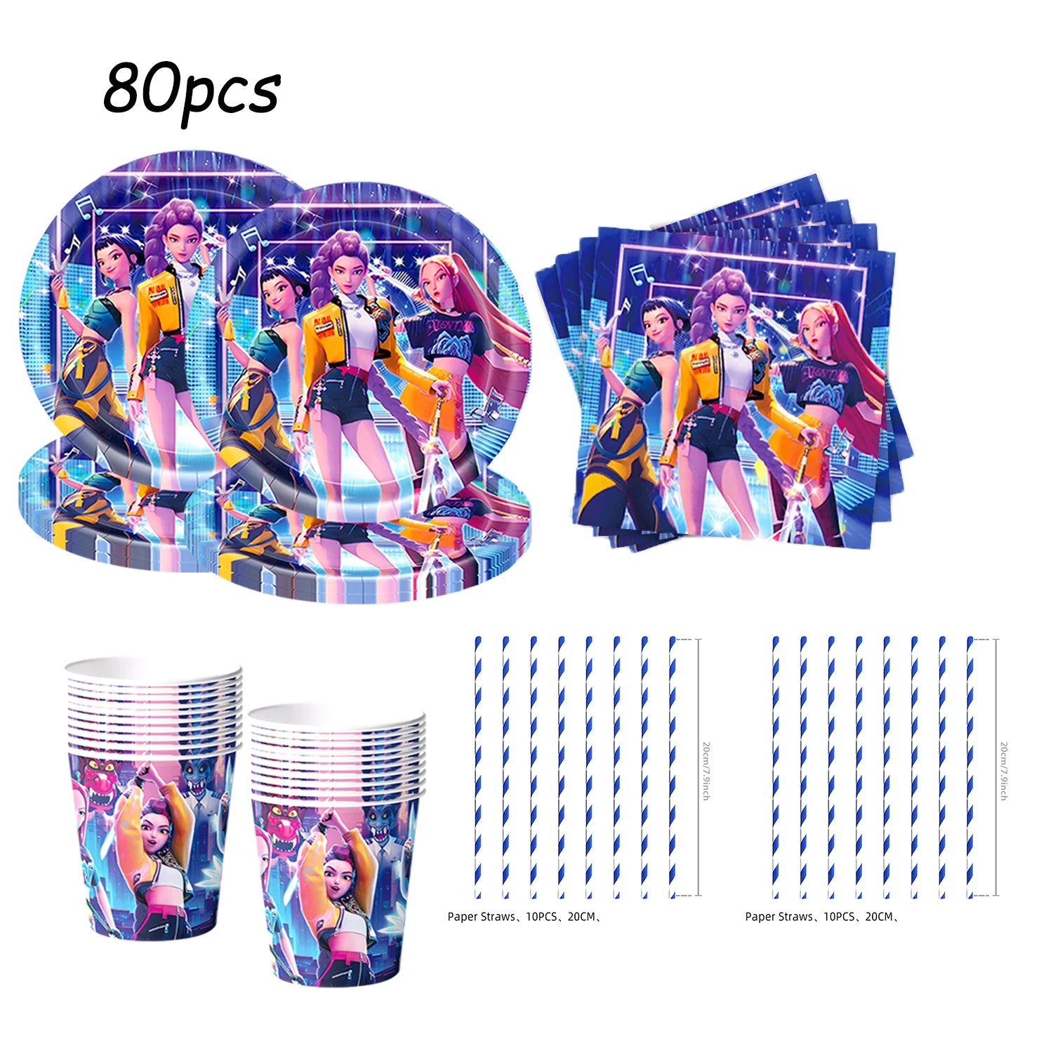 k pop demon hunters Theme Birthday Party Decorations Tableware Cup Plate  Gift bag paper Straw for Girls Baby Shower Supplies - YourGiftIdeasUK