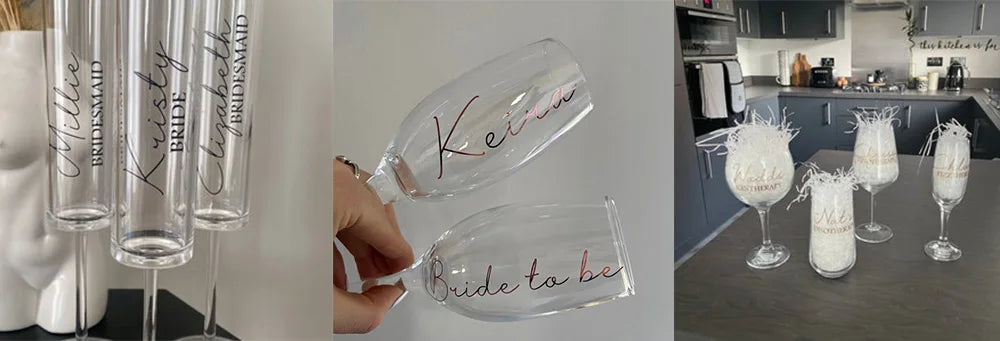 Personalized Vinyl Decal Name for Glass Bridesmaid Proposal Gifts Wedding Party Decoration Decal Bottle Champagne Flute Stickers