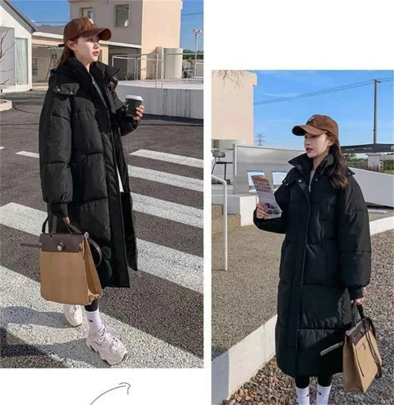 2024 New Winter Women Jacket Warm Parkas Female Thicken Puffer Coat Cotton Padded Parka Long Hooded Outwear Loose Women Snow Jac