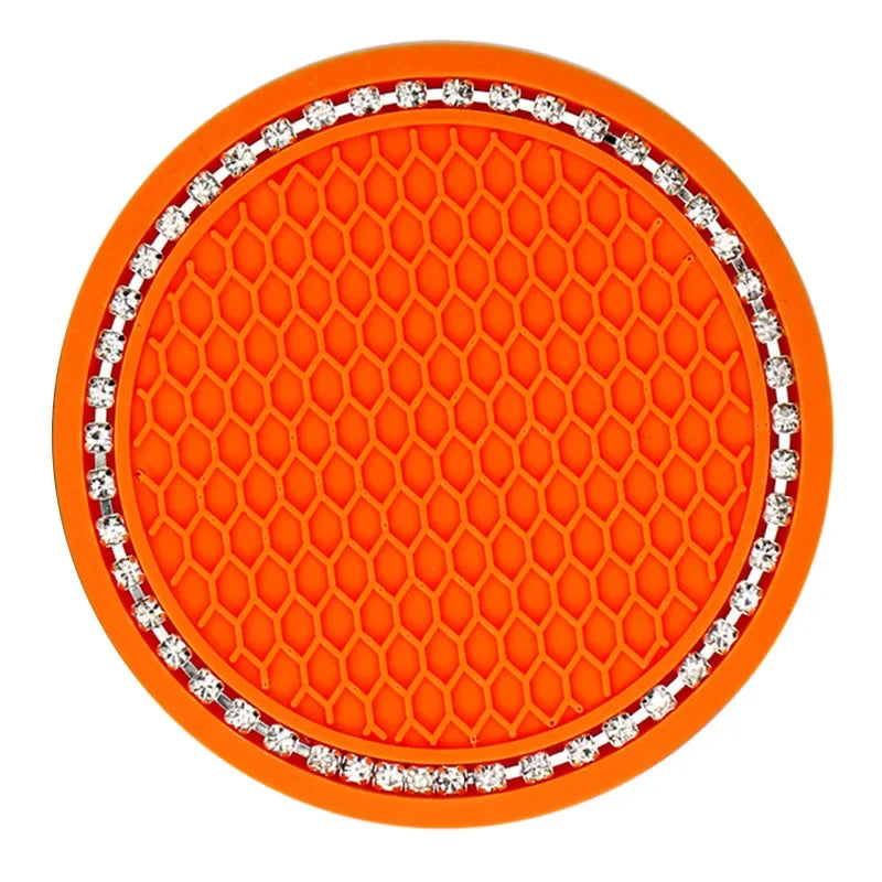Car Cup Coasters for Cup Holder Universal Bling Diamond Water Bottle Holder Mat Anti Slip Insert Pad Auto Interior Accessories