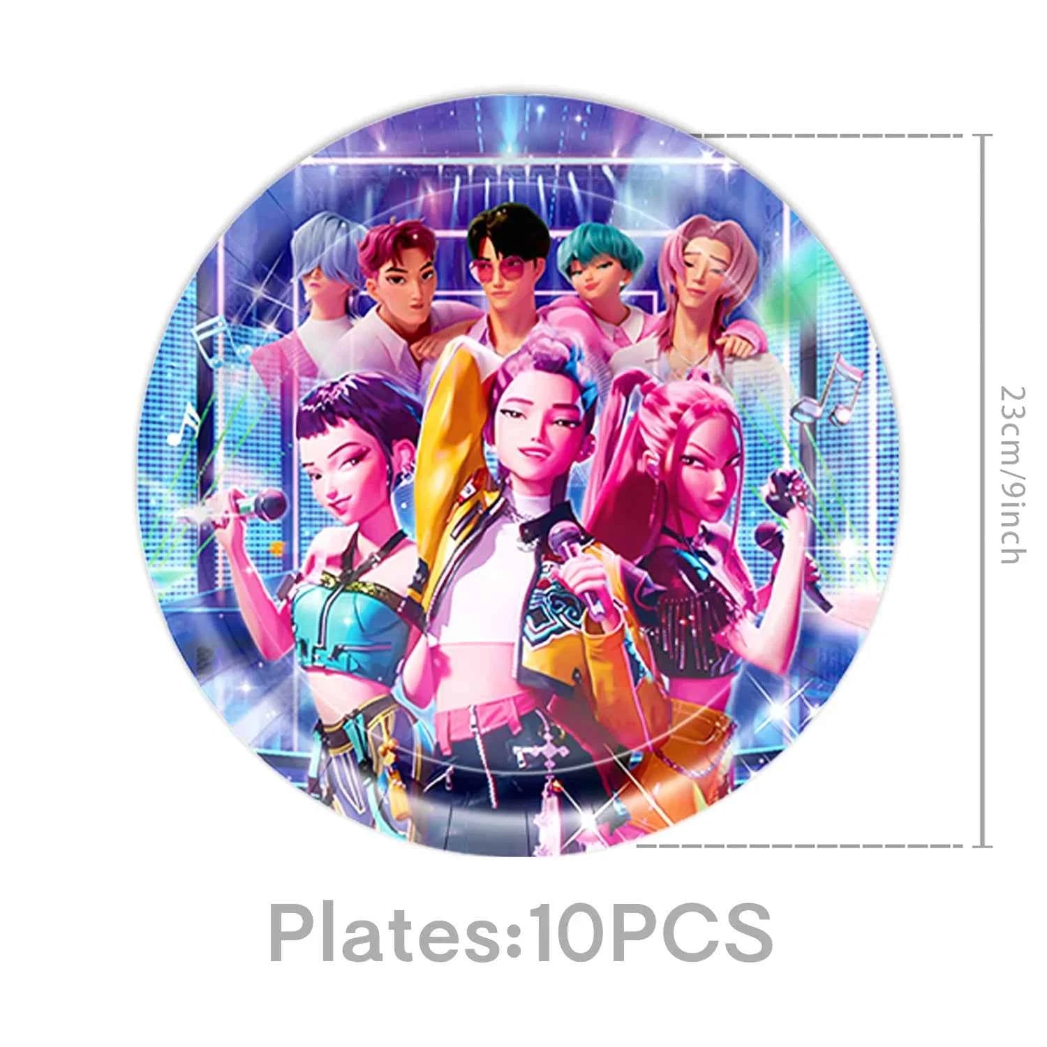 k pop demon hunters Theme Birthday Party Decorations Tableware Cup Plate  Gift bag paper Straw for Girls Baby Shower Supplies