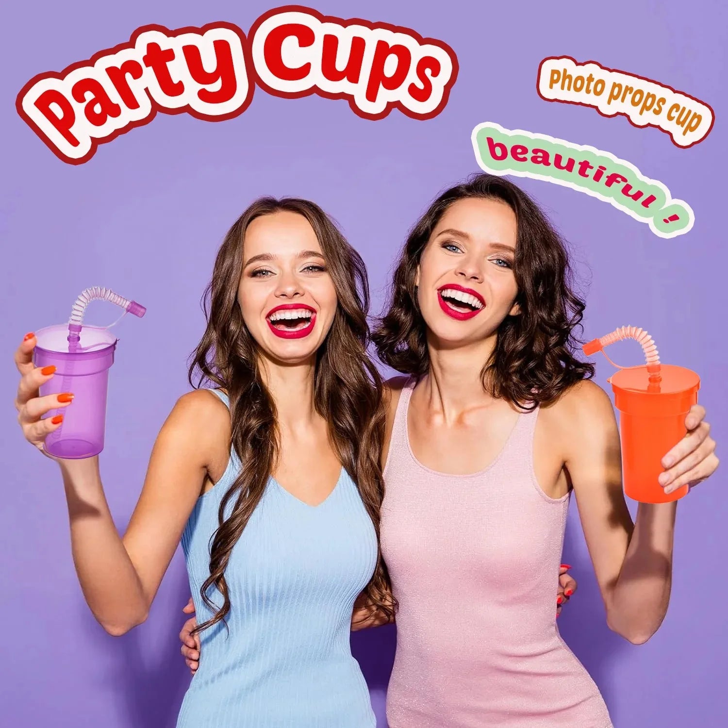 1-30PCS Neon Sipper Cups - Colorful Spill-Proof Cups with Lids and Straws - Ideal for School Events, Themed Parties and Birthda
