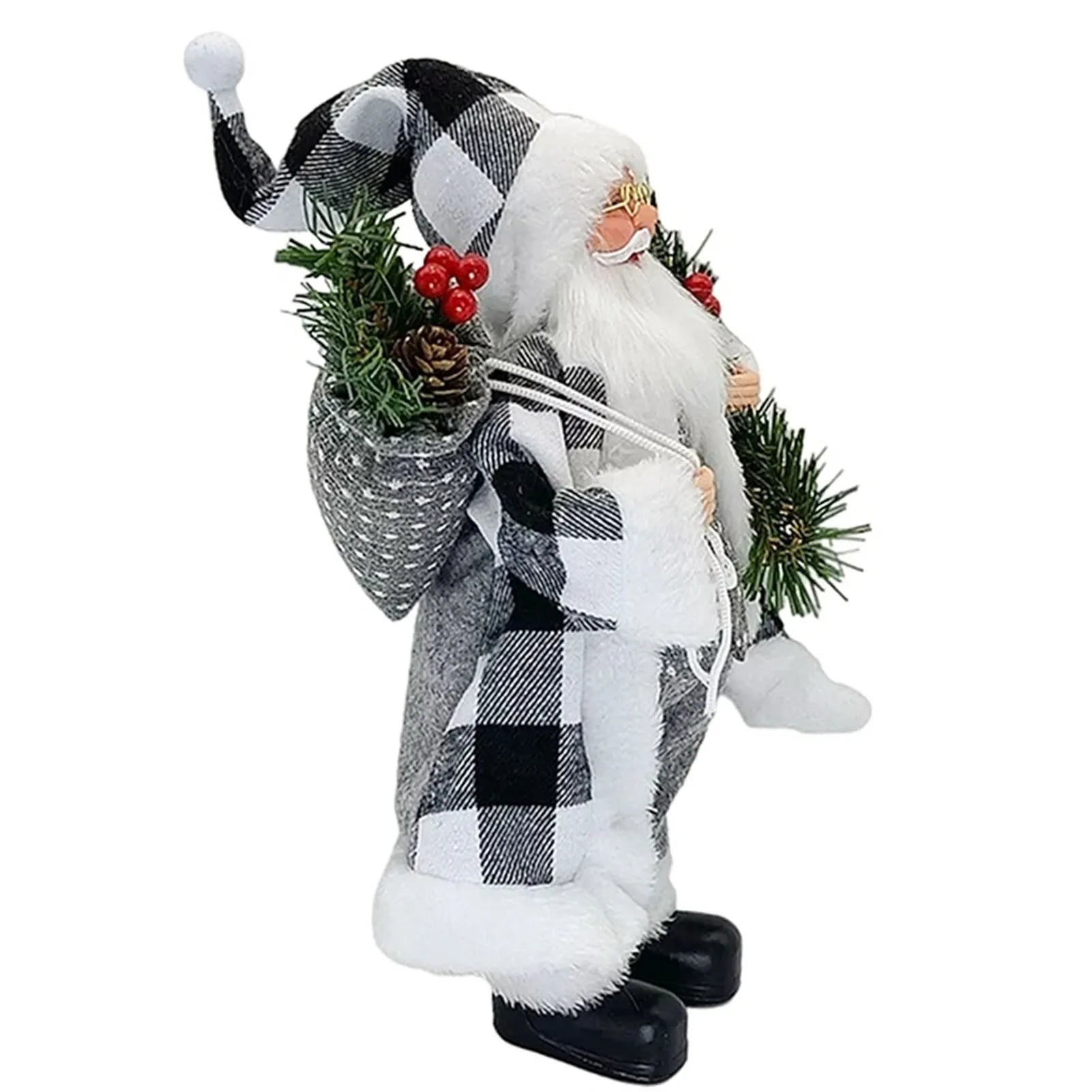 Christmas Sitting Standing Santa Claus Figurines Doll Cute 12inch Xmas Tree Party Ornament Table Office Fireplace Home Decor - YourGiftIdeasUK