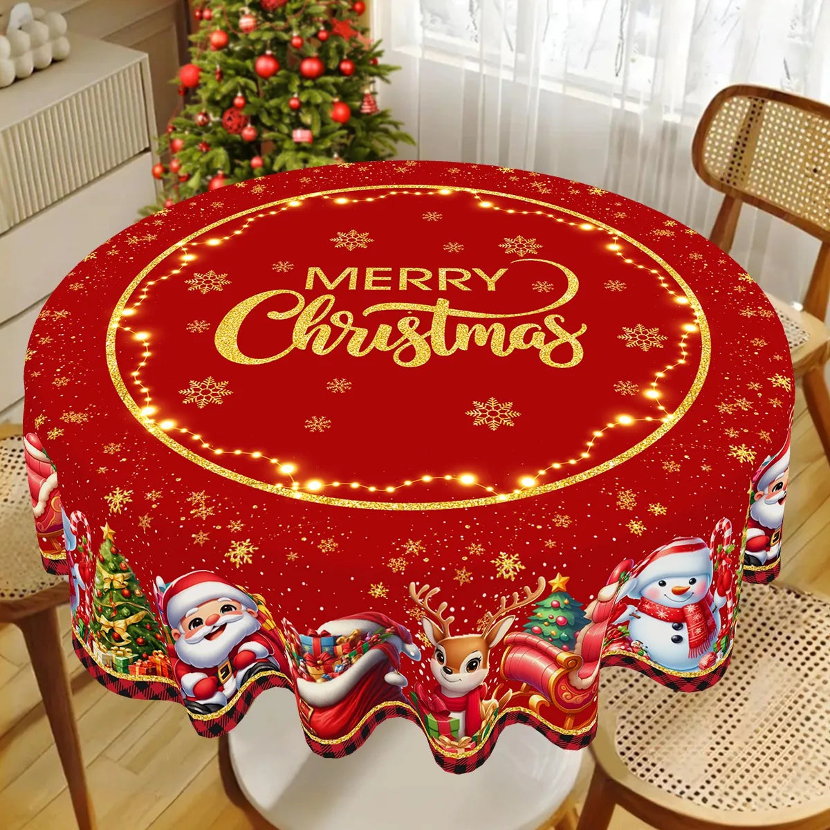 Christmas Tablecloth Christmas Party Decoration 2025 Xmas Table Decor Santa Claus Table Cover Navidad Natal New Year Gift 2026 - YourGiftIdeasUK