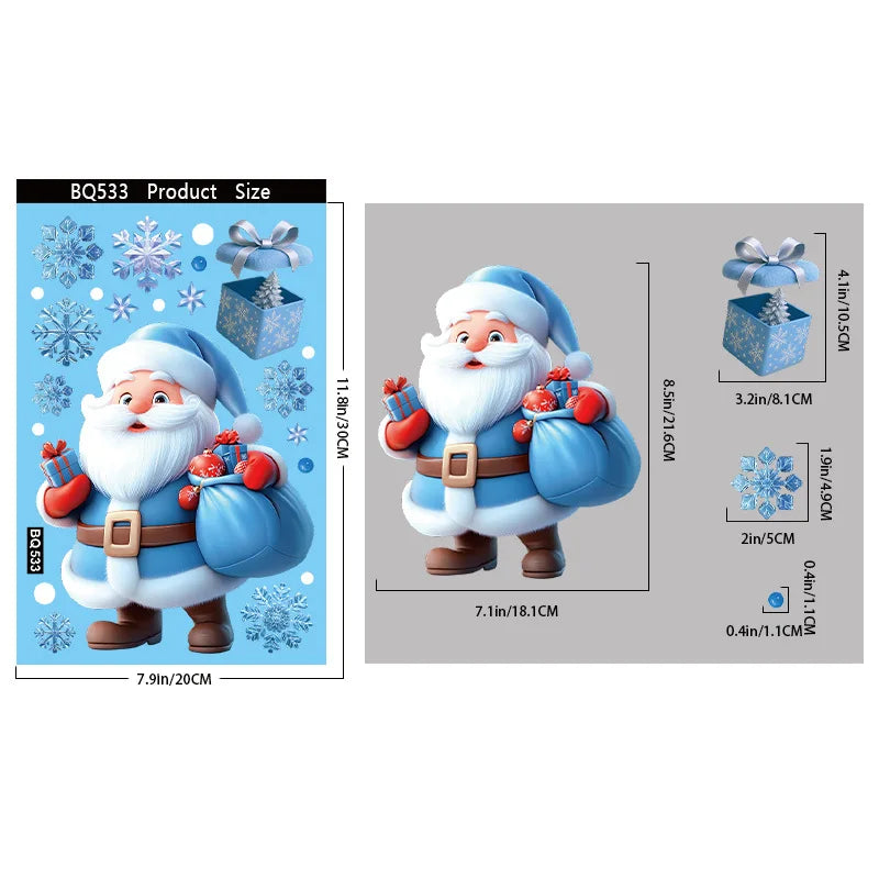 Merry Christmas Stickers Christmas Decoration 2025 Cartoon Snowman Santa Xmas Tree Claus Window Glass Door Wall Stickers Gifts - YourGiftIdeasUK