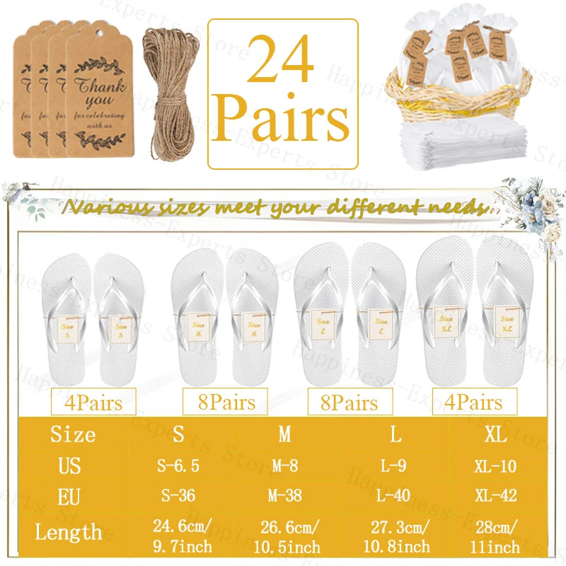 10-72Pairs Flip Flops for Wedding Guests Sandals Slippers with Cards  Bags Woman Men Wedding Favors Hen Beach Pool Party