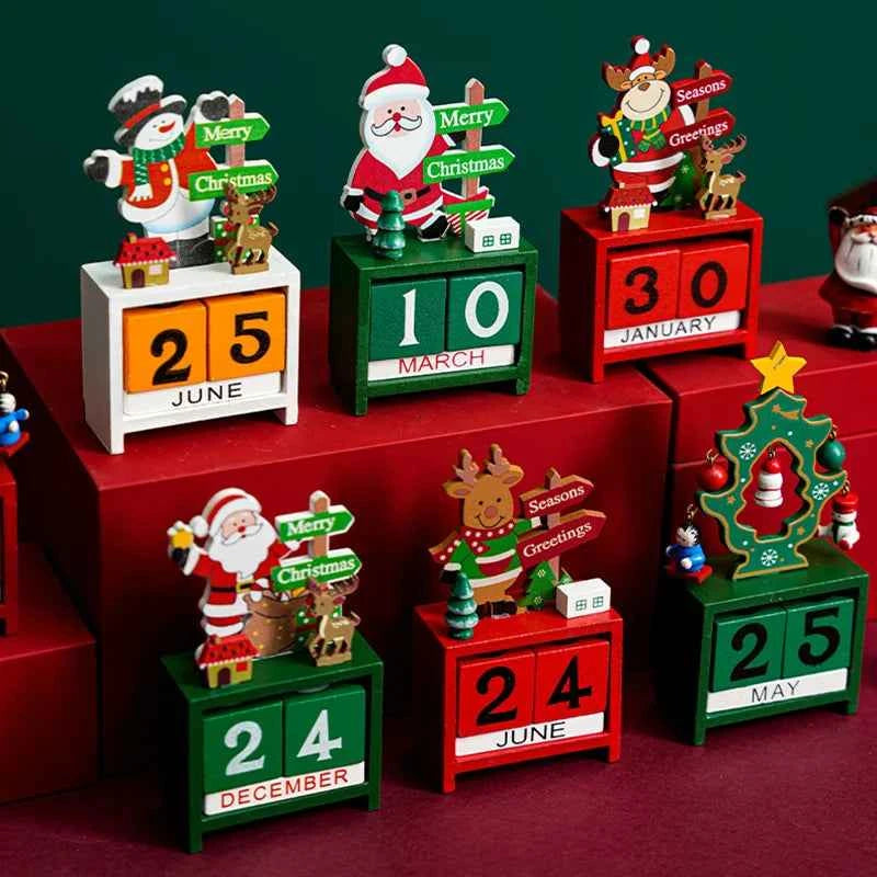 Christmas Advent Calendar Christmas Decorations Cute Snowman Elk Santa Claus Calendar Desktop Ornament New Year Gift Navidad