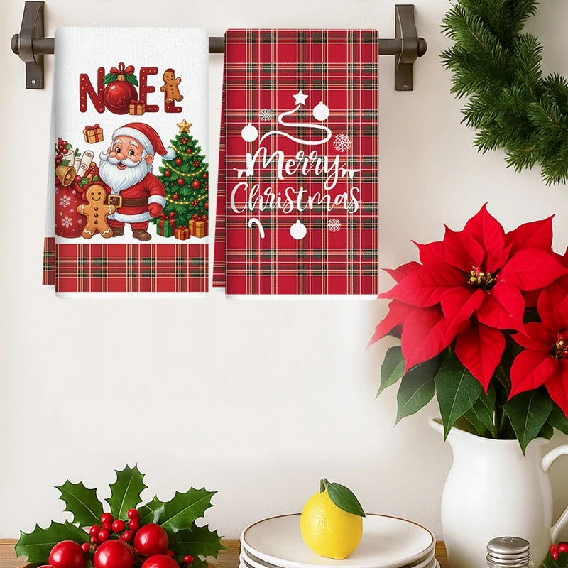 2pcs Christmas Kitchen Towels Merry Christmas Party Decoration 2025 Xmas Santa Claus Dish Towel Navidad Natal New Year Gift 2026 - YourGiftIdeasUK