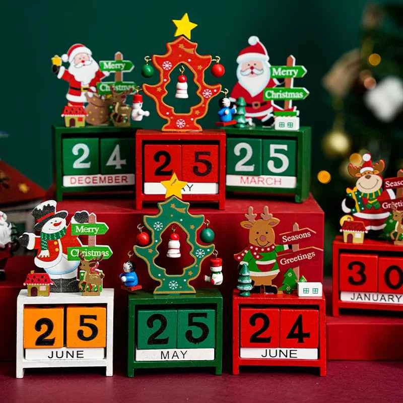 Christmas Advent Calendar Christmas Decorations Cute Snowman Elk Santa Claus Calendar Desktop Ornament New Year Gift Navidad