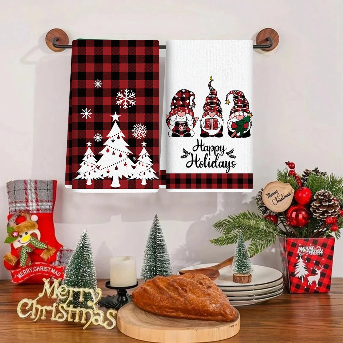 2pcs Christmas Kitchen Towels Merry Christmas Party Decoration 2025 Xmas Santa Claus Dish Towel Navidad Natal New Year Gift 2026 - YourGiftIdeasUK