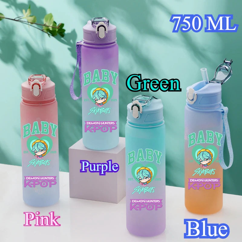 750ML KPop Demon Hunters Gradient Color Water Cup HUNTR/X Rumi Mira Zoey Jinu Drinking Bottle Saja Boys Tiger Kid Birthday Gift - YourGiftIdeasUK