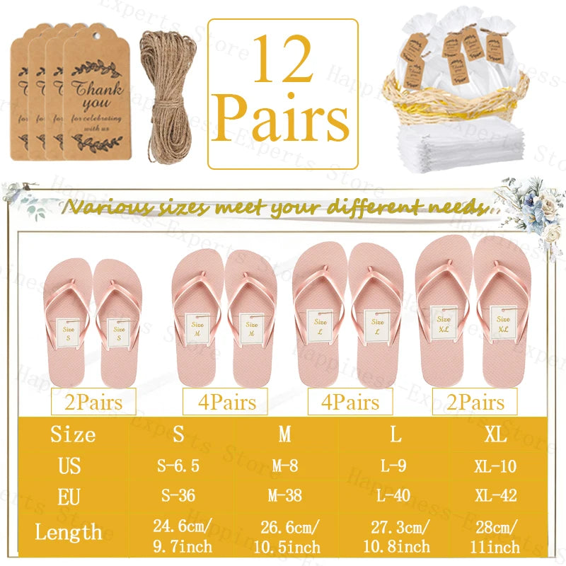 10-72Pairs Flip Flops for Wedding Guests Sandals Slippers with Cards  Bags Woman Men Wedding Favors Hen Beach Pool Party