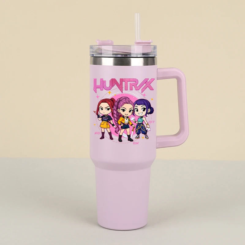 New K Pop Demon Hunters Water Bottles Kawaii Cartoon Water Bottle Girls Large Capacity with Handles Water Cup Birthday Gifts - YourGiftIdeasUK
