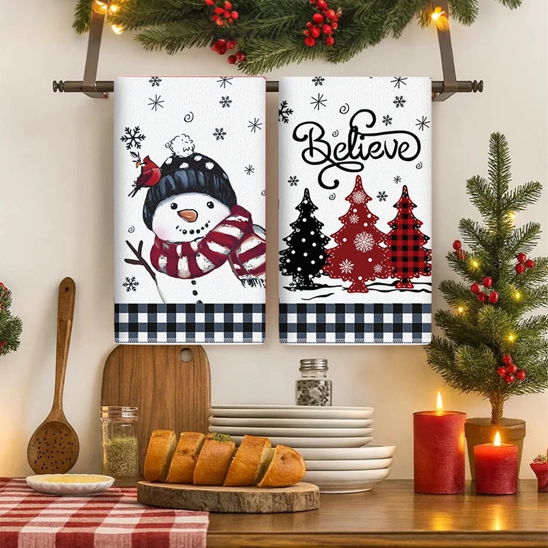 2pcs Christmas Kitchen Towels Merry Christmas Party Decoration 2025 Xmas Santa Claus Dish Towel Navidad Natal New Year Gift 2026 - YourGiftIdeasUK