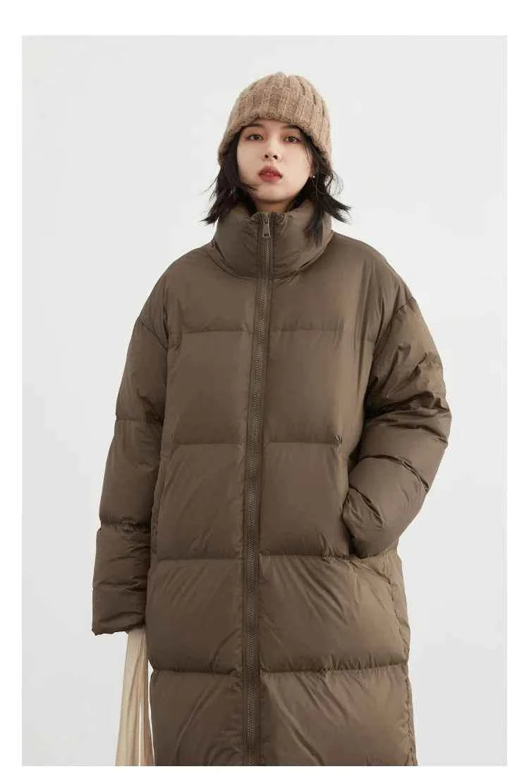 CHIC VEN Women Down Coats New Long Thick Warm Down Jackets Overcoat White Duck Down Loose Casual Jacket Autumn Winter 2023