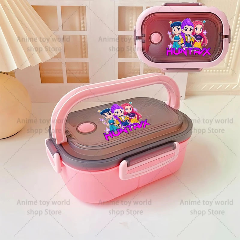 KPop Demon Hunters Portable Bento Lunch Boxs Girl Boy Compartment Fruit Food Boxs Microwave Lunch Box Picnic Fresh Box Gift - YourGiftIdeasUK