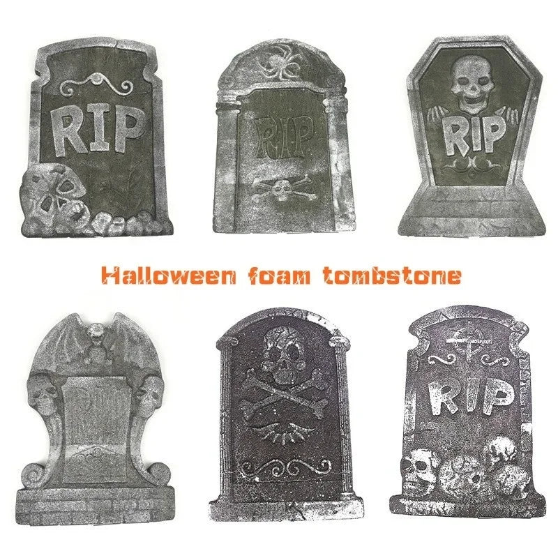 Halloween Foam Tombstone Decoration Haunted House RIP Stone Grisly Props Party Decor Skeleton Tombstone Yard Decoration - YourGiftIdeasUK