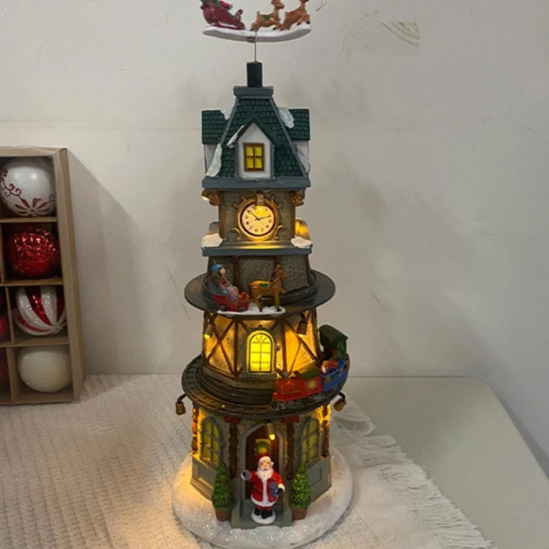 Delicate Christmas Music Box House Figurine with Led Light - YourGiftIdeasUK