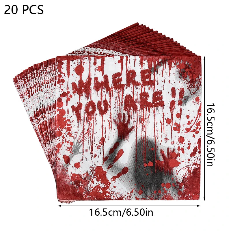 Halloween Party Disposable Tableware Scary Bloody Handprint - YourGiftIdeasUK