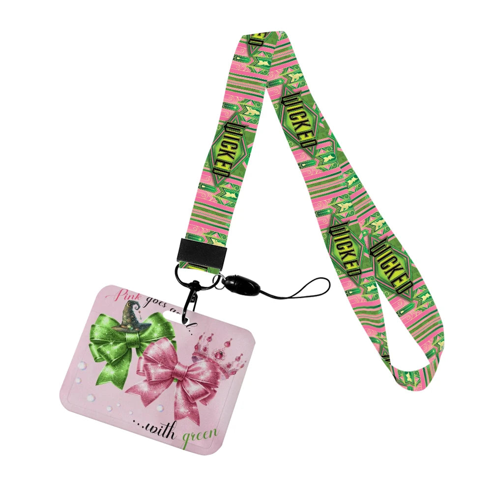 Wicked Glinda and Elphaba Women Lanyards ID Badge Holder Strap Work Card Bus Access Card Holder Keychains Accessories - YourGiftIdeasUK