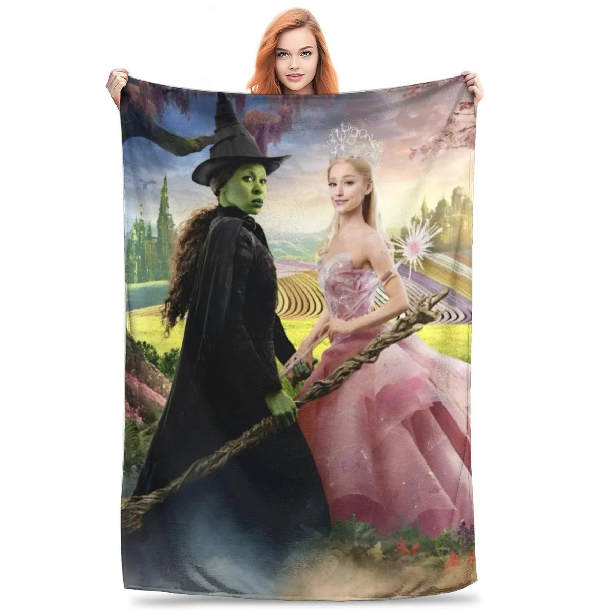 Wicked Elphaba & Glinda Tonal Blanket Magic Movie Flannel Throw Blankets Bedspreads Printed Soft Warm Multifunction Quilt - YourGiftIdeasUK