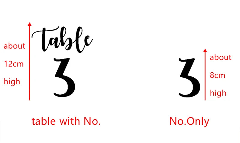 Wedding Party Table Number Decals , Removable Waterproof Table Vinyl Sticker Decal for Wedding Glass & Bottle &Board Decoration