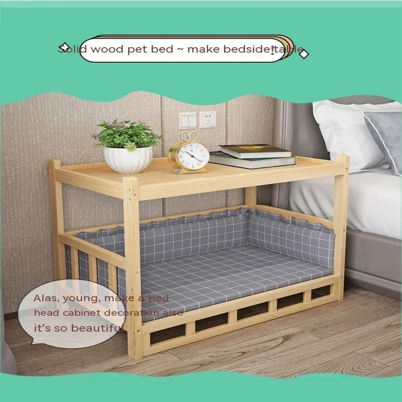 Simplicity Wooden Dog Bed Can Be Used As Bedside Table - YourGiftIdeasUK