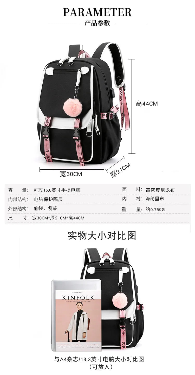 School Backpack for Students KPop Demon Hunters Daily Bagpack 2025 Hot Movie Print Backpacks for Girl Boy Laptop Usb Port Bag