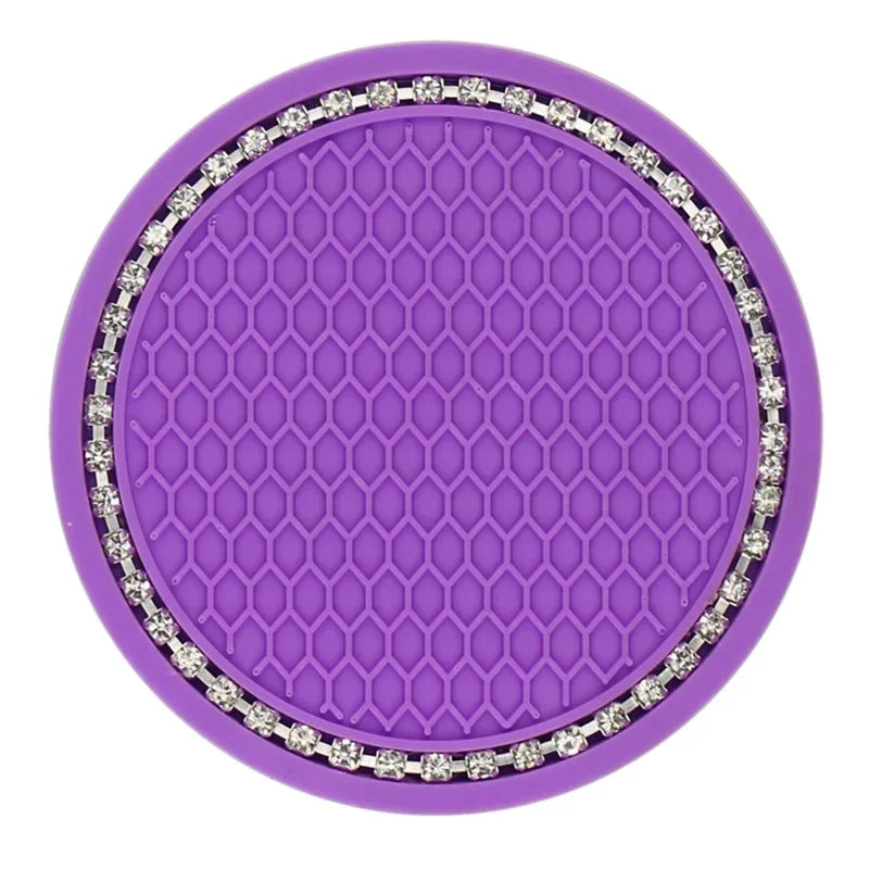 Car Cup Coasters for Cup Holder Universal Bling Diamond Water Bottle Holder Mat Anti Slip Insert Pad Auto Interior Accessories