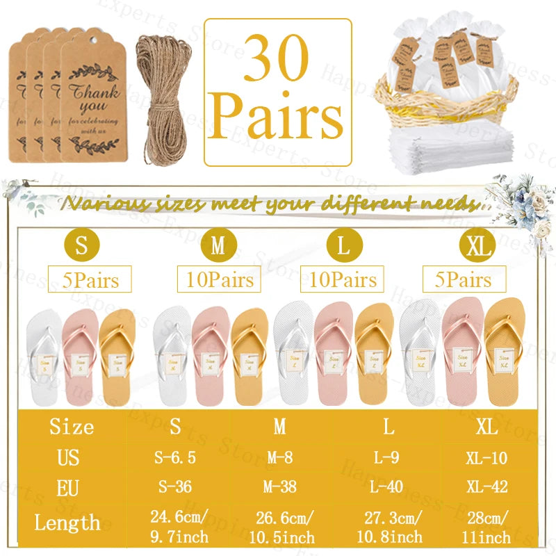 10-72Pairs Flip Flops for Wedding Guests Sandals Slippers with Cards  Bags Woman Men Wedding Favors Hen Beach Pool Party