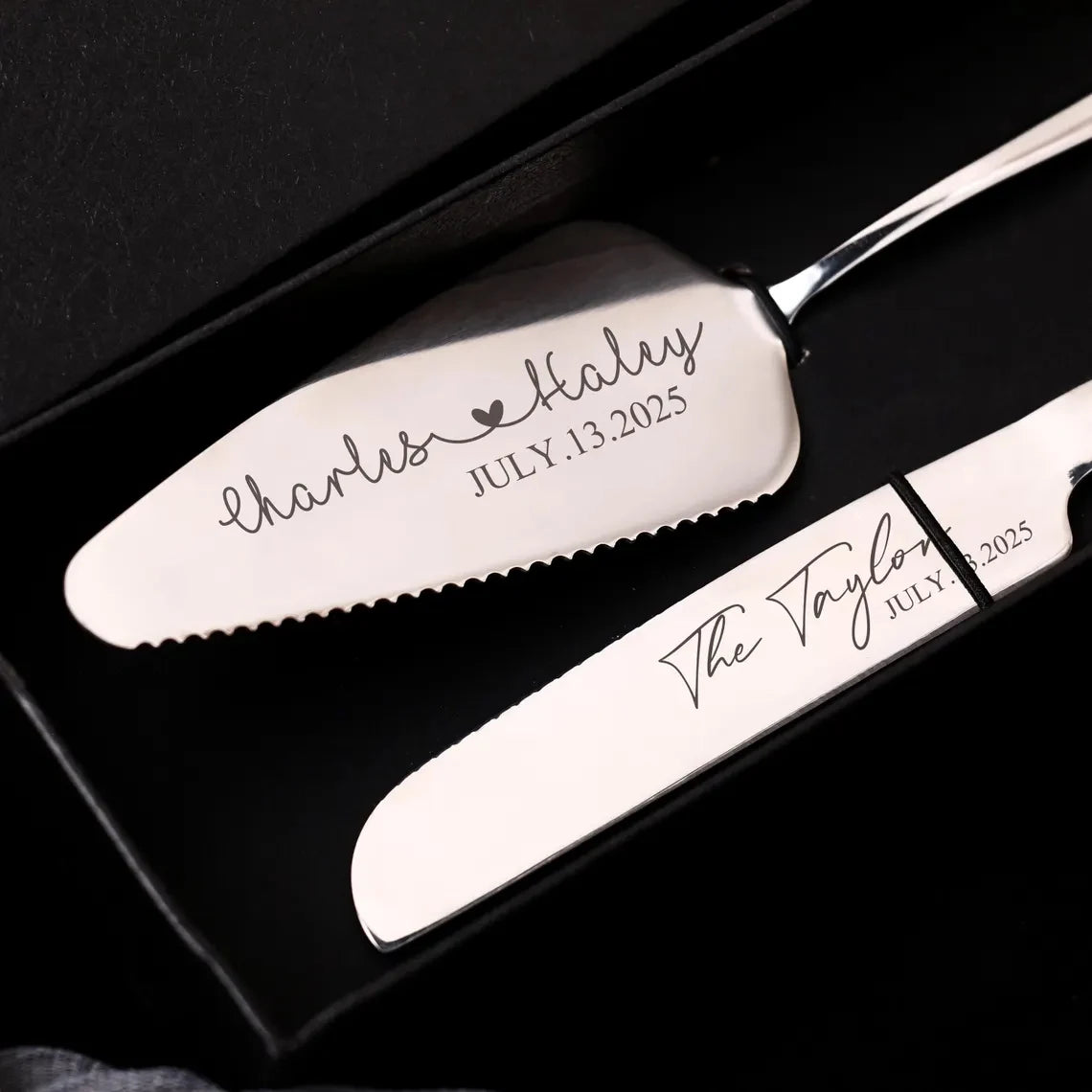 1Set Personalised Cake Knife Shovel Custom Wedding Gift Gold/Silver Cutting Server Set Engraved Birthday Party Cake Dinner Decor - YourGiftIdeasUK