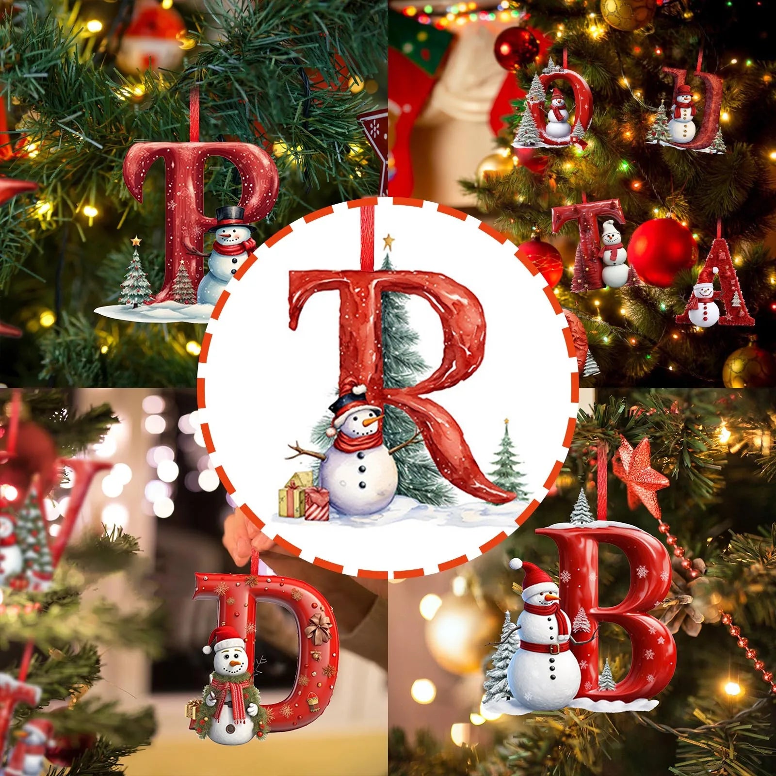 New Christmas Tree Decoration 2D Letter Pendant Acrylic 26 Letter Pendant Hanging Christmas Tree Ornament Accessories navidad - YourGiftIdeasUK