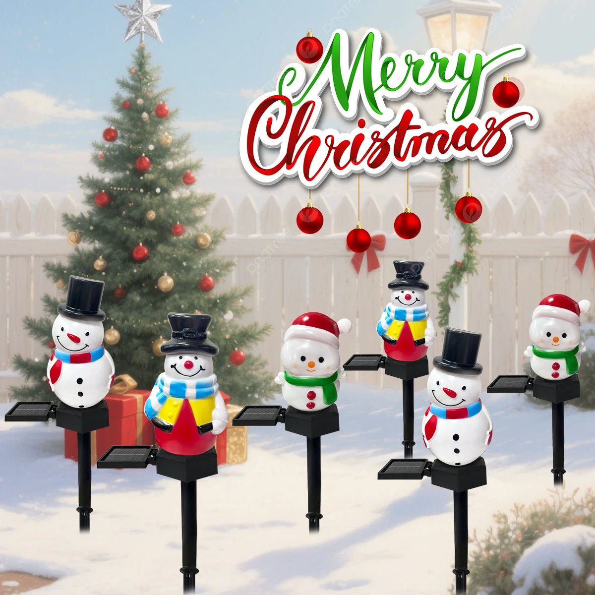 1pc Christmas Cute Snowman Shape Pathway Lights Solar LED Waterproof Walkway Landscape Light For Home Garden Winter Yard Decor - YourGiftIdeasUK