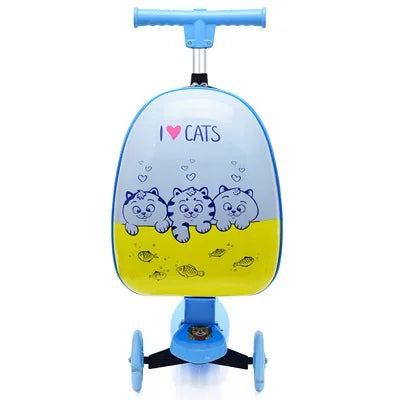 Children Travel Suitcase Cute Cartoon Skateboard Rolling - YourGiftIdeasUK