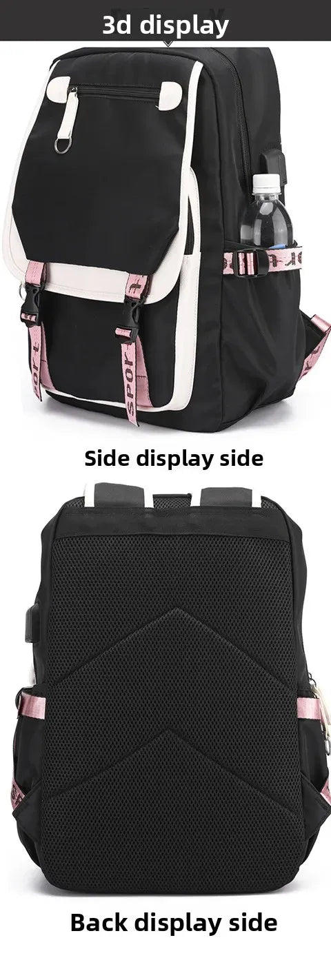 KPop Demon Hunters Student Backpack Single Shoulder Bag Casual Pencil Case Three Piece Set Oxford Cloth Unisex Backpack